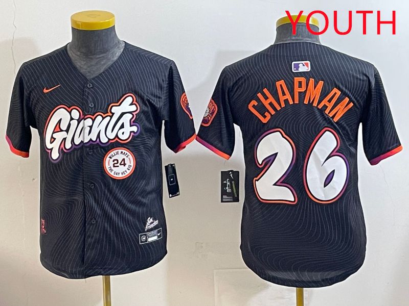 Youth San Francisco Giants #26 Chapman Black Joint Name 2025 Nike MLB Jersey style 11